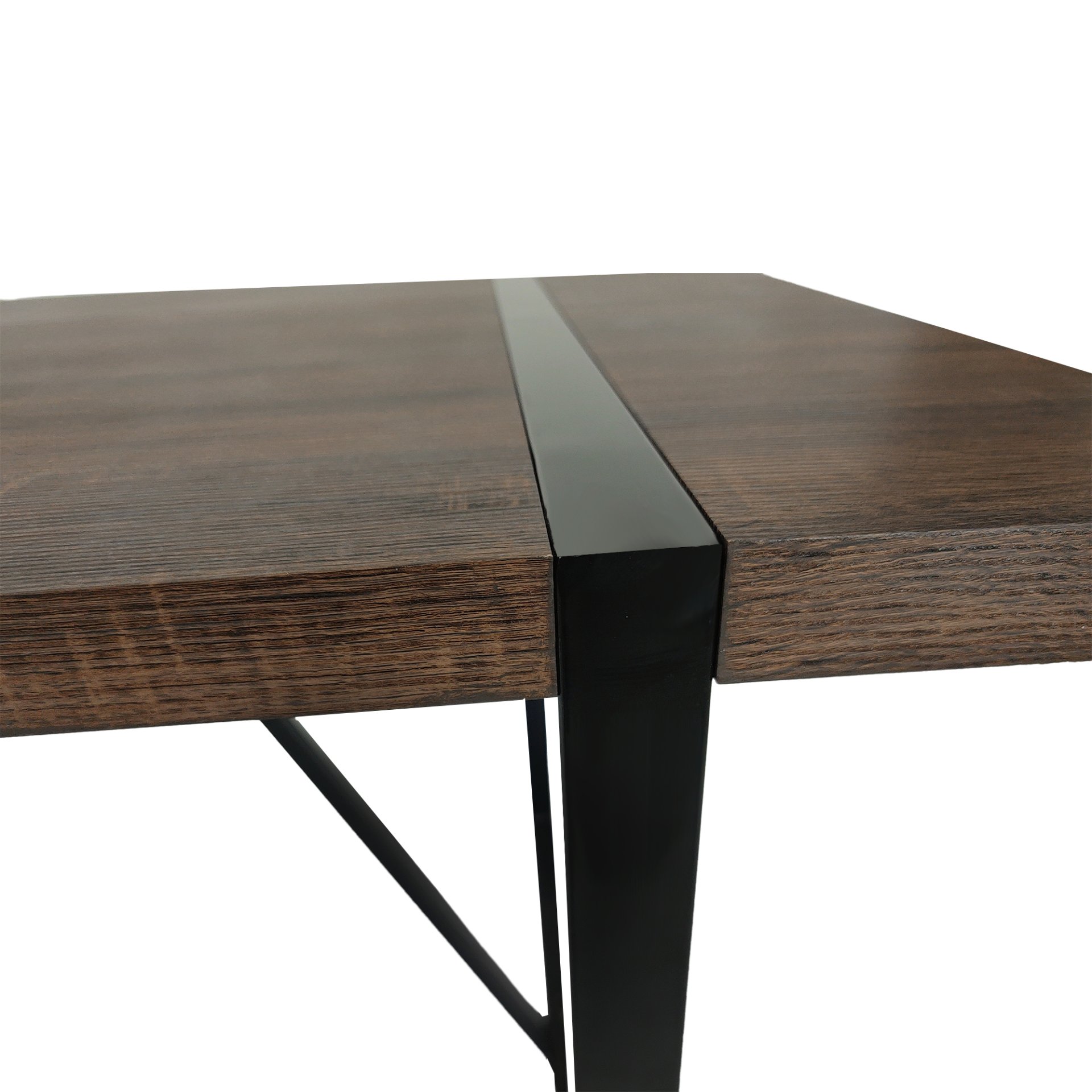Modern Rustic Dining Table In Walnut With Metal Legs For 4 - 6 Person - Walnut - Image 8