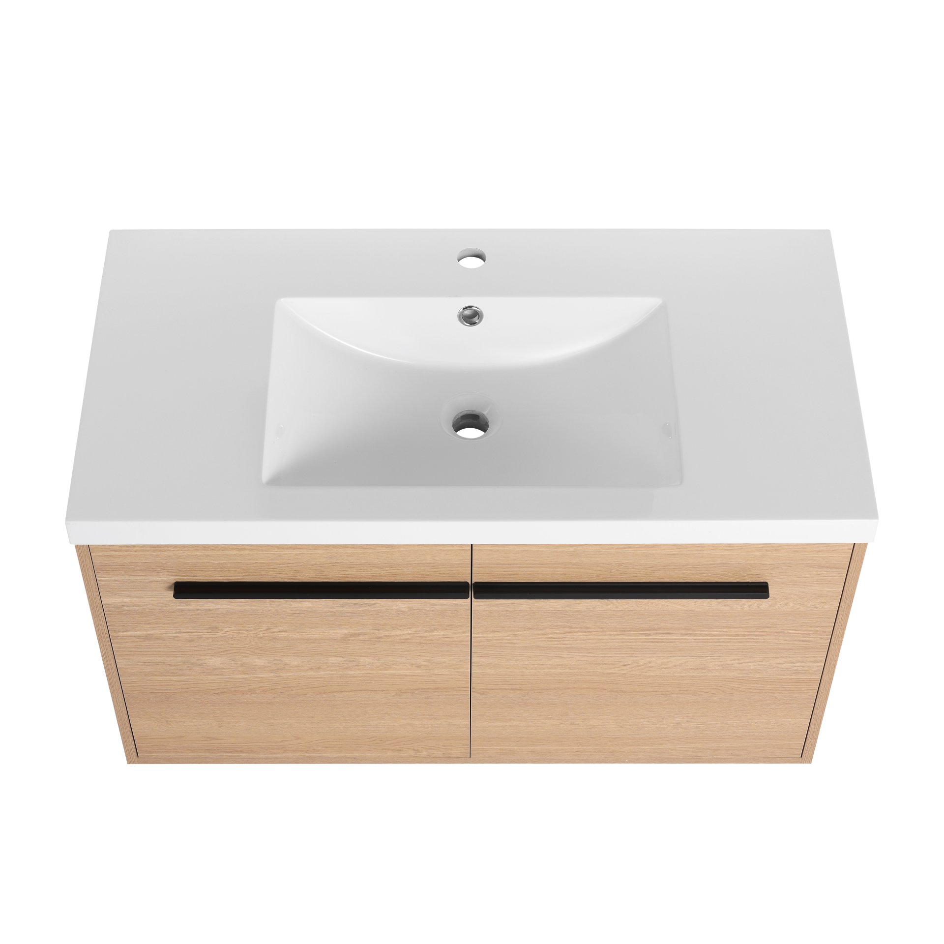 Bathroom Vanity With Resin Countertop Sink, 2 Doors Cabinet Set - Oak - Image 13