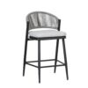 Outdoor Counter Height Metal Frame Counter Stools With Scallop Shaped Backrest & Water Resistant Cushions (Set of 2) - Matte Black - Image 19