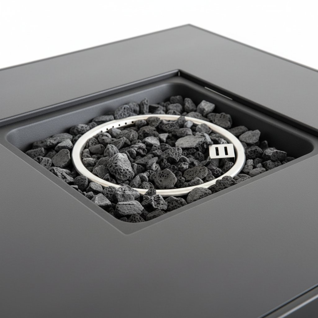 Powdercoated Fire Pit With Top - Black - Image 10