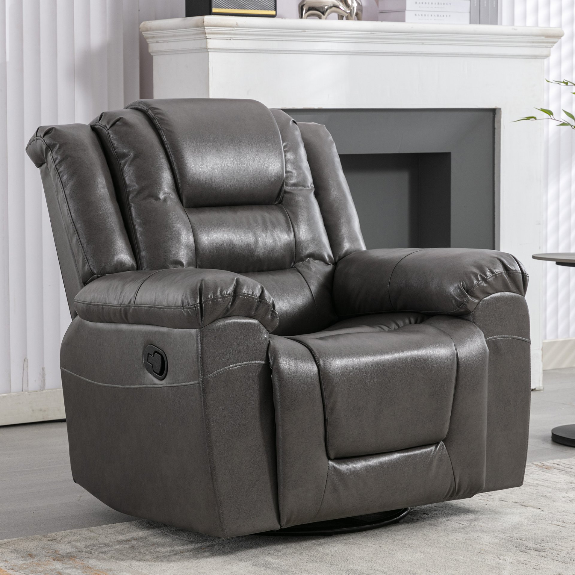 360° swivel And Rocking Home Theater Recliner Manual Recliner Chair With Wide Armrest For Living Room - Gray - Image 3