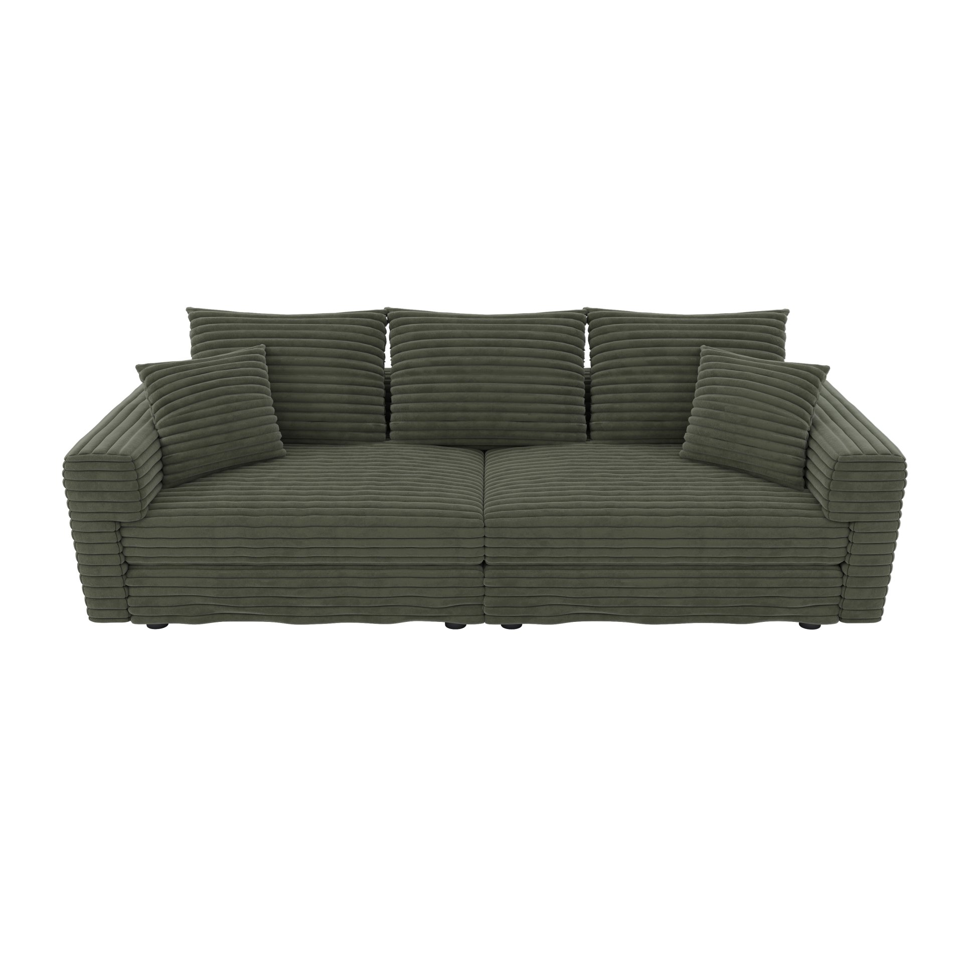 3 Seat Sofa, Deep Seat Couches With Soft Pillows And 2 Ottomans, Convertible Sofa Lounge Chair, For Living Room - Green - Image 18