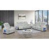 3 Piece Power Sofa Set With Recliner, USB LED Headrest, Bookshelf Arms, Drop Down Table And Storage Frame - Grey - Image 9