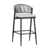 Outdoor Bar Height Metal Frame Counter Stools With Scallop Shaped Backrest & Water Resistant Cushions (Set of 2) - Matte Black - Image 18