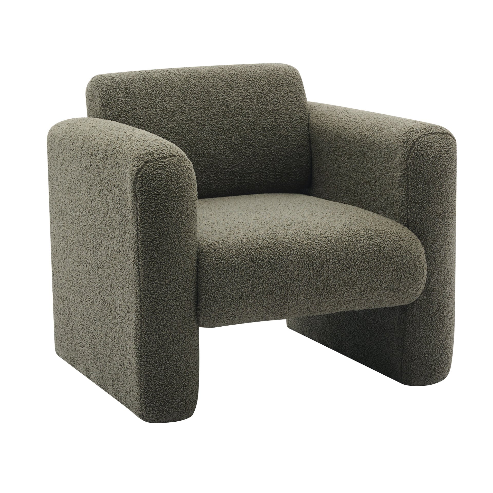 Modern Accent Chair Lambskin Sherpa Upholstered Comfy Reading Arm Chair Soft Padded Armchair With Back And Pillow For Living Room - Seaweed Green - Image 12