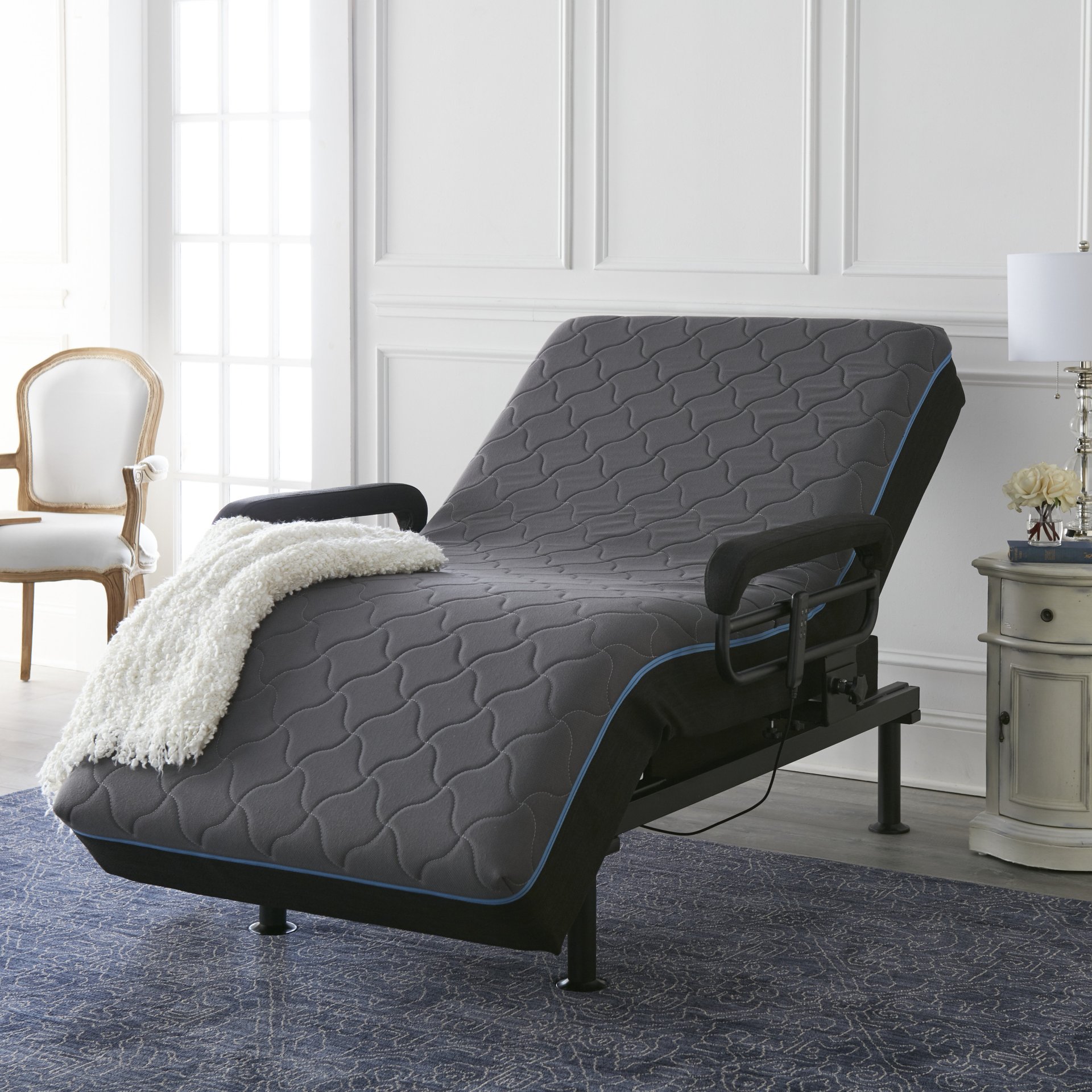 Adjustable Sleep To Stand Bed With Convenient Lift Assist Txl - Blue - Image 4