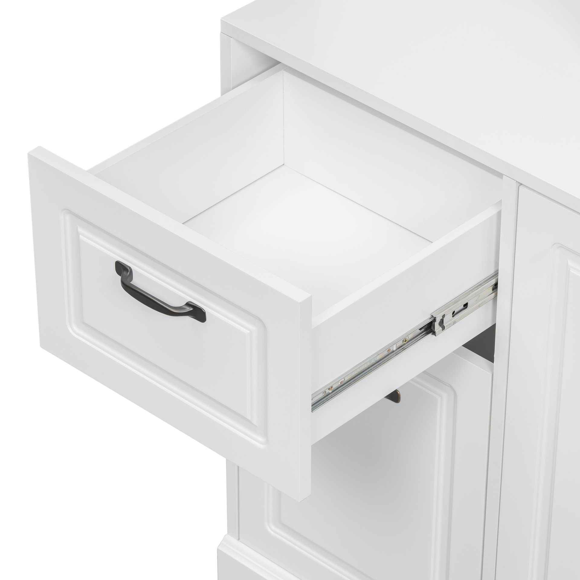 Bathroom Storage Cabinet With Tilt Out Hamper, Tall Free Standing Organizer With Drawers & Adjustable Shelves, Linen Tower With Steel Handles - White - Image 20