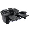 3 Pieces Recliner Sofa Sets Home Theater Seating Manual Recliner Chair With Center Console And Led Light Strip For Living Room - Black - Image 21