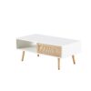 41.34" Rattan Coffee Table, Sliding Door For Storage, Solid Wood Legs, Modern Table For Living Room - White - Image 8