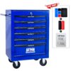 Rolling Metal Tool Chest With 6 Drawers, 20" Steel Storage Cabinet With Ball Bearing Slides - Black / Blue - Image 5