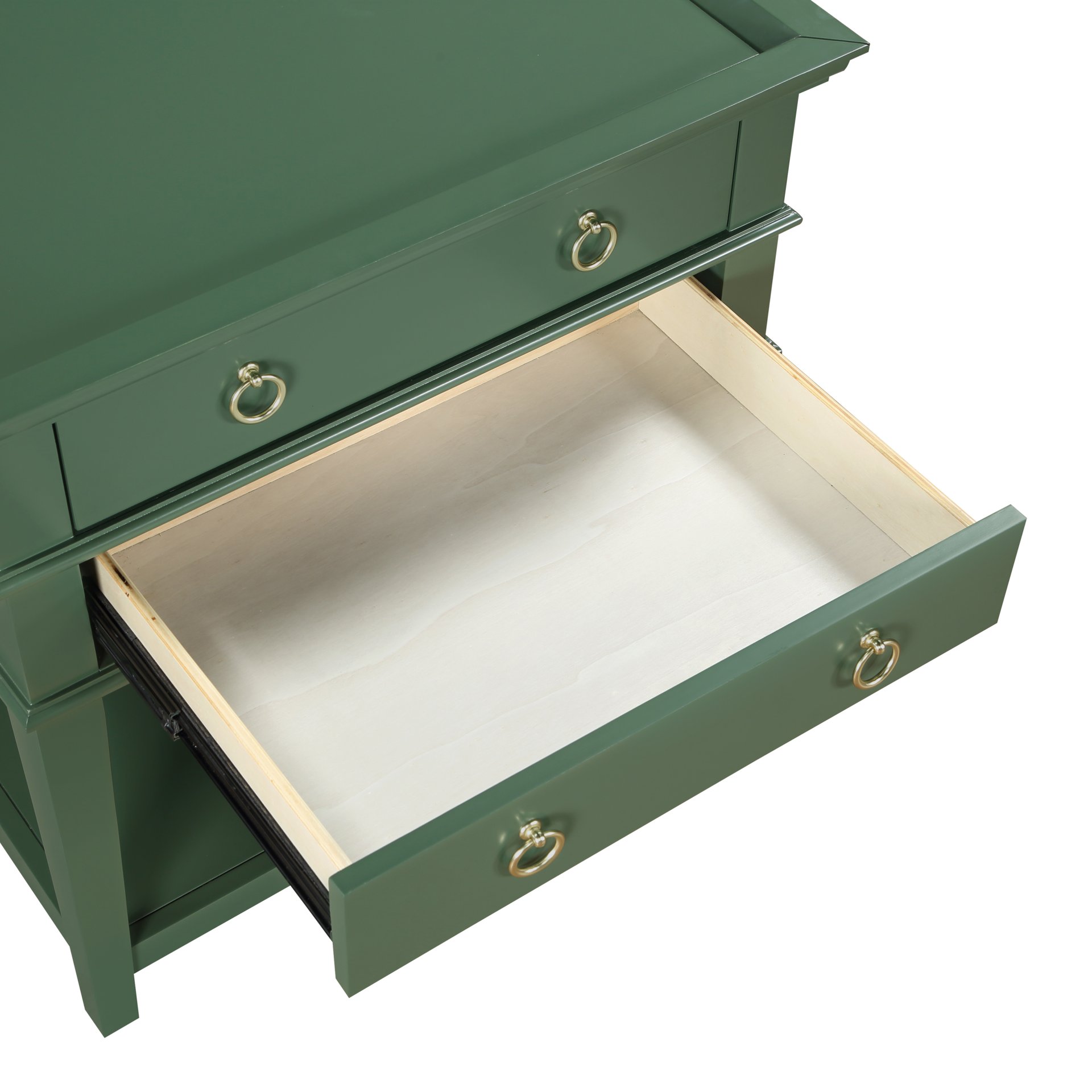 Carmona - 2 Drawer Tray Top Nightstand Ring Pulls - Antique Green - Image 4