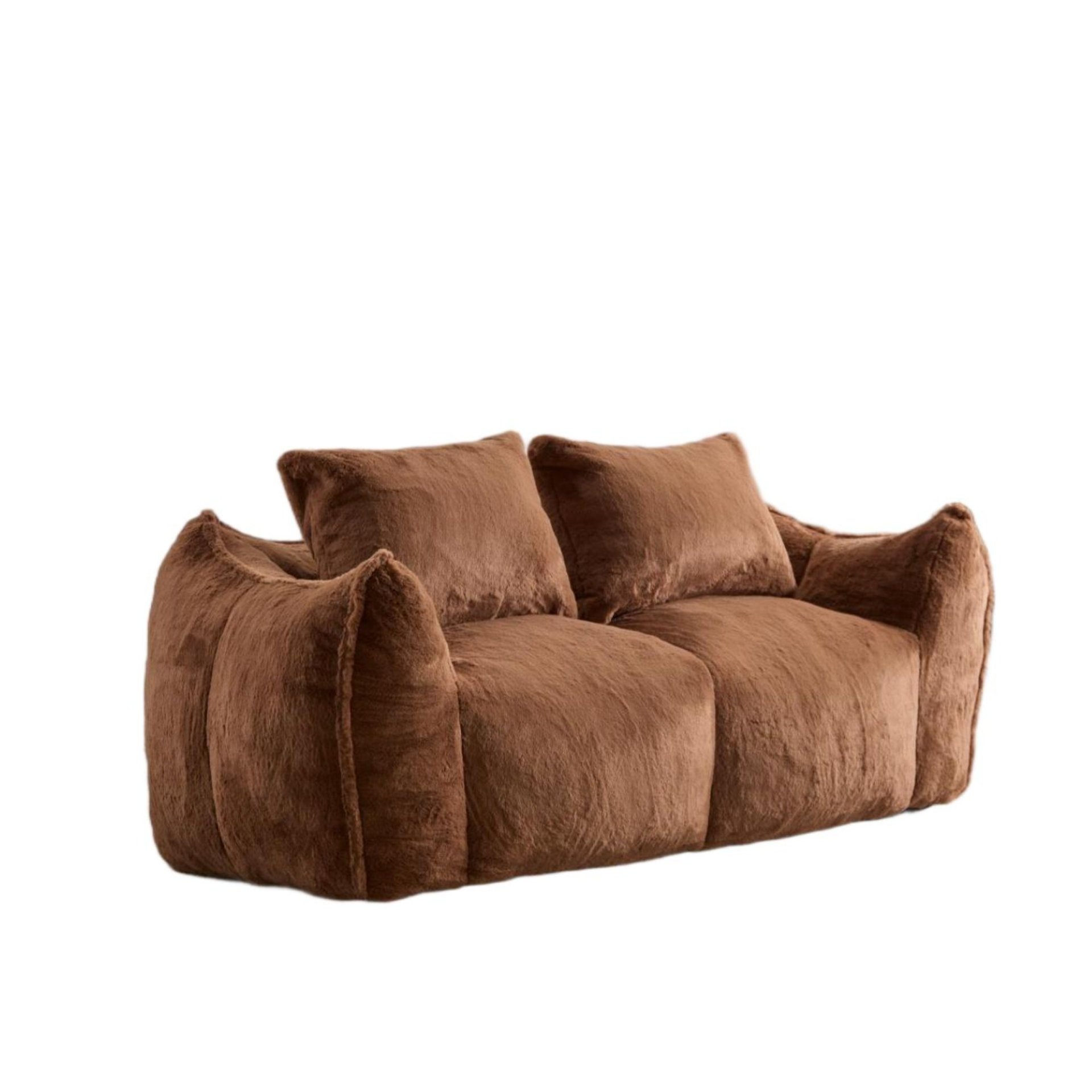 Giant Bean Bag Couch, Ultra Soft Fluffy Loveseat For Living Room Reading Chair With Pillows - Brown - Image 13