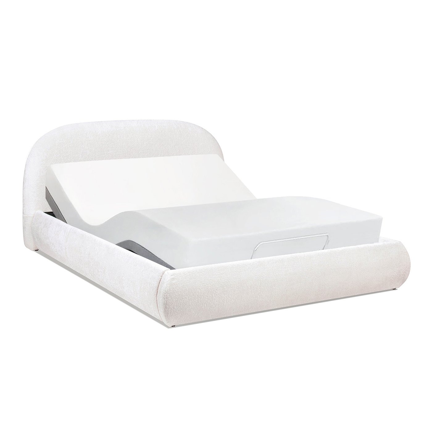 Archie Puffy Grounded - Queen Upholstered Platform Bed - Almond White - Image 5