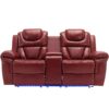 3 Pieces Recliner Sofa Sets Home Theater Seating Manual Recliner Chair With Center Console And Led Light Strip For Living Room - Wind Red - Image 18