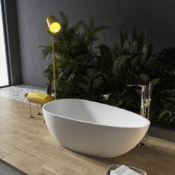 Solid Surface Stone Resin Freestanding Egg Shape Bathtub For The Bathroom - Matte White