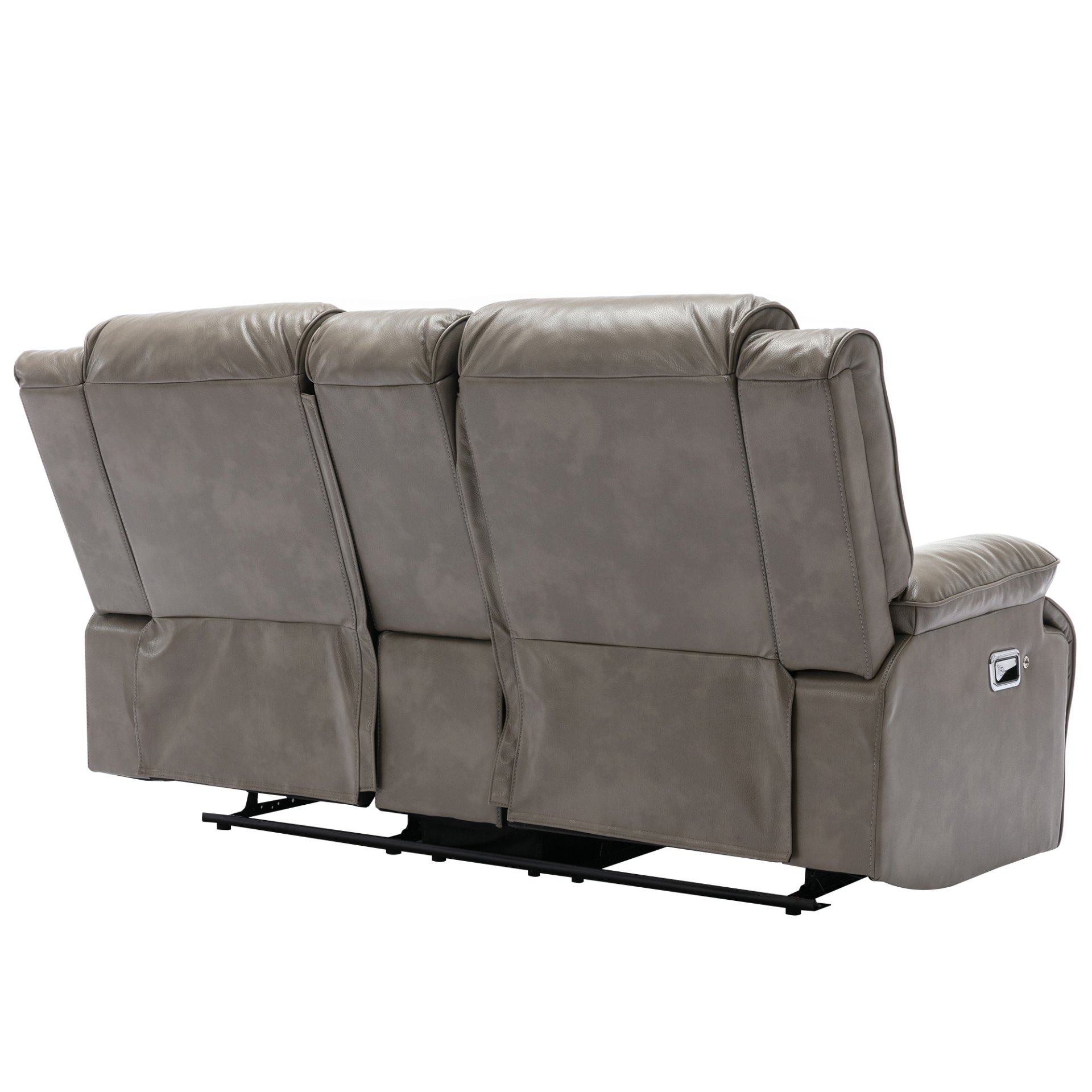2 Seater Home Theater Recliner Manual Recliner Chair With A Led Light Strip Two Cup Holders And A Storage Box For Living Room - Gray - Image 12