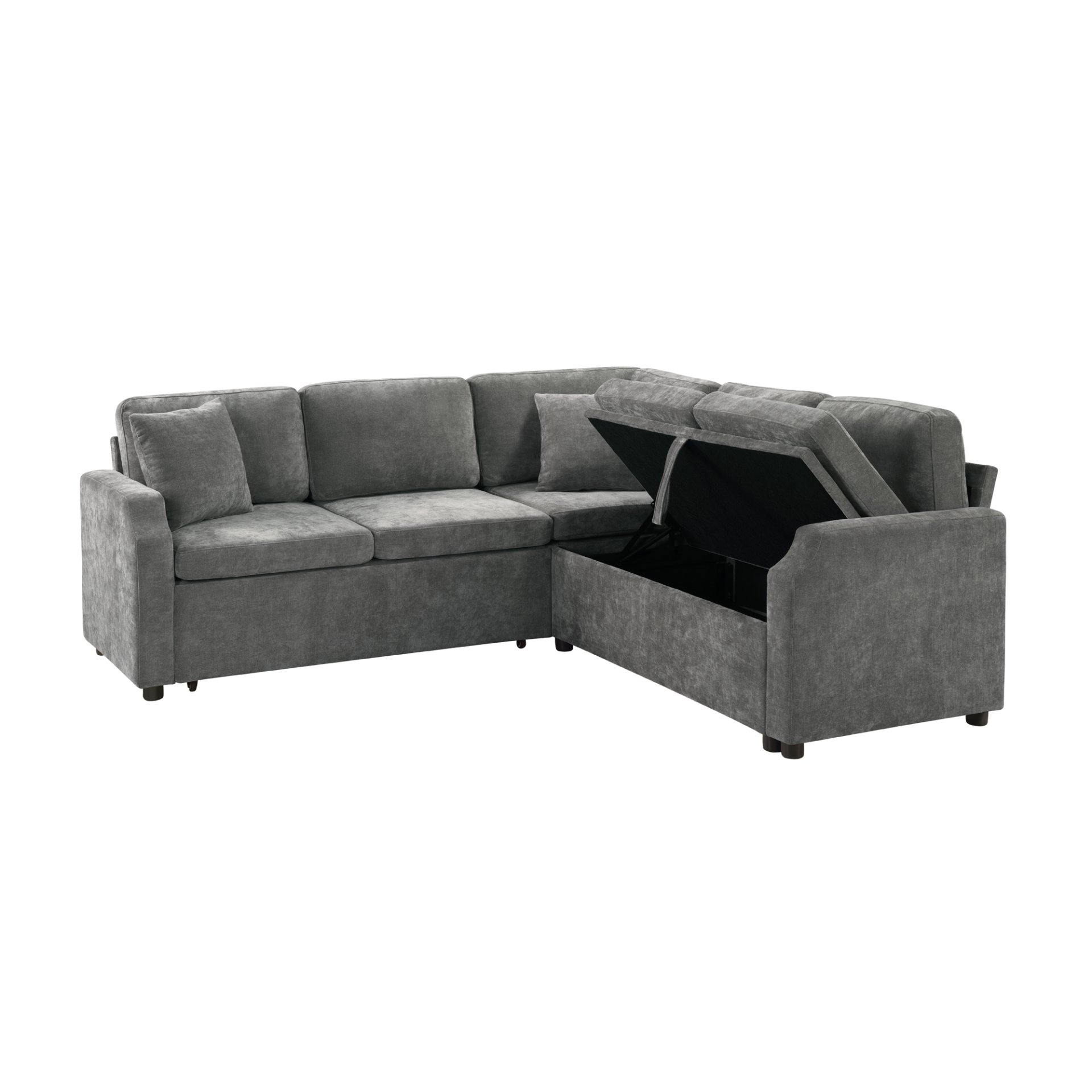 Upholstered L Shaped Sectional Sofa Bed With Sleeper And Storage Chenille - Gray - Image 8