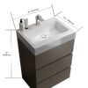 Alice - 24" Bathroom Vanity With Sink, Large Storage Freestanding Bathroom Vanity For Modern Bathroom, One-Piece Sink Basin Without Drain And Faucet - Gray / White - Image 3