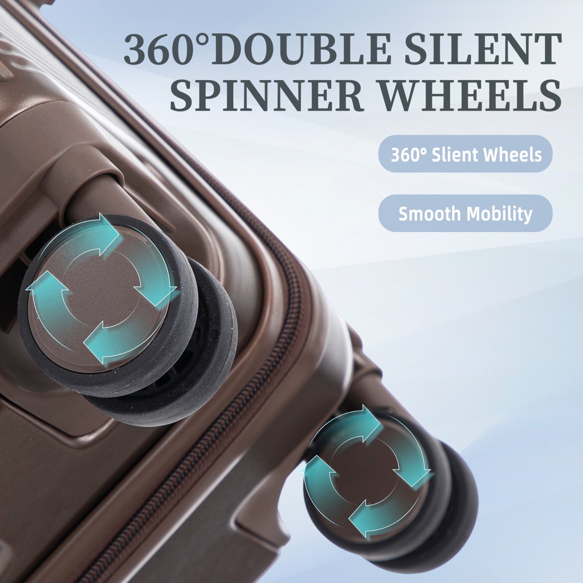 20" / 24" / 28" 3 Pieces / Set Spinner Wheel Luggage, Carry On Suitcase, Matching Color, TSA Combination Lock - Brown - Image 12