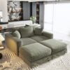 3 Seat Sofa, Deep Seat Couches With Soft Pillows And 2 Ottomans, Convertible Sofa Lounge Chair, For Living Room - Green - Image 20