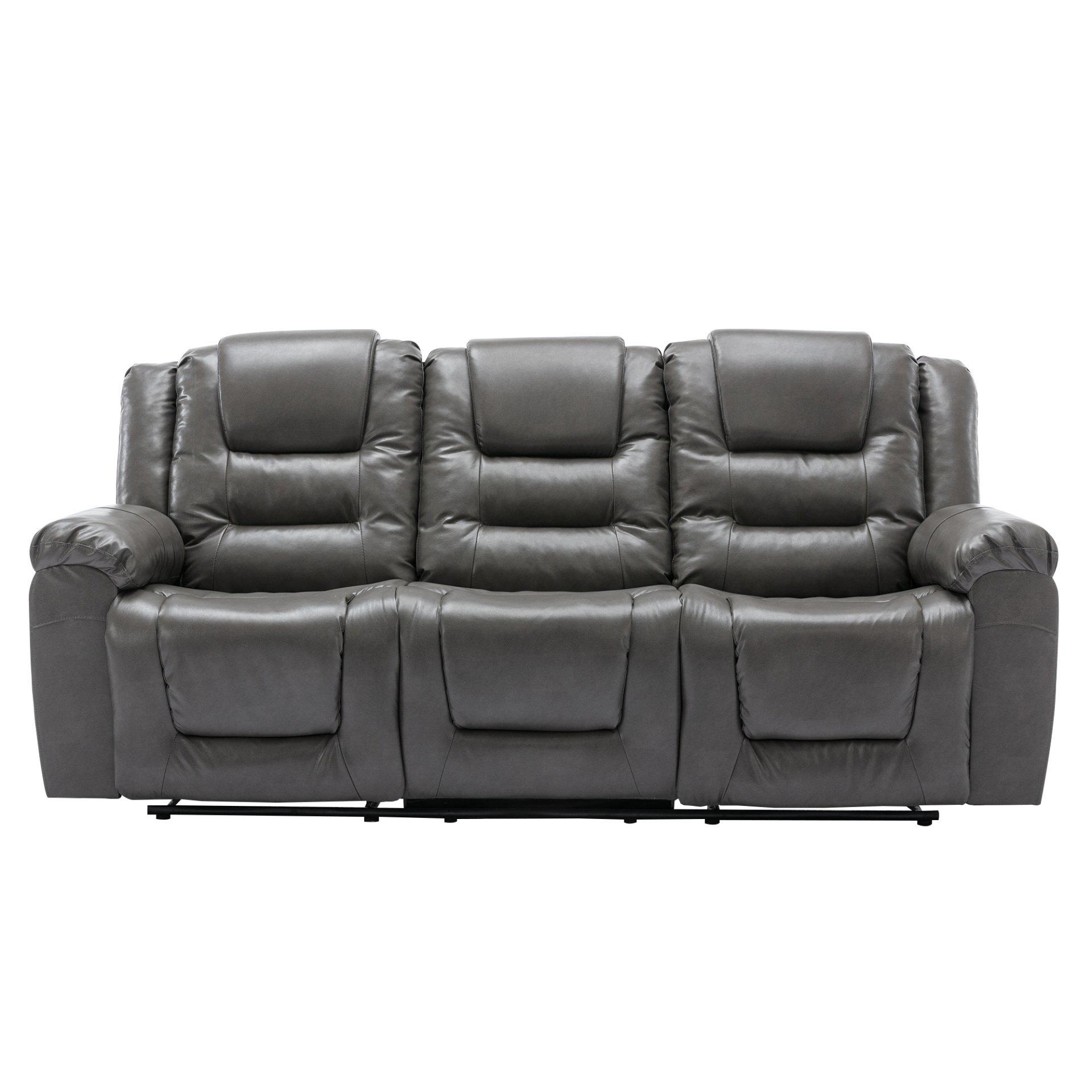3 Seater Home Theater Recliner Manual Recliner Chair With Two Built-In Cup Holders For Living Room - Gray - Image 8