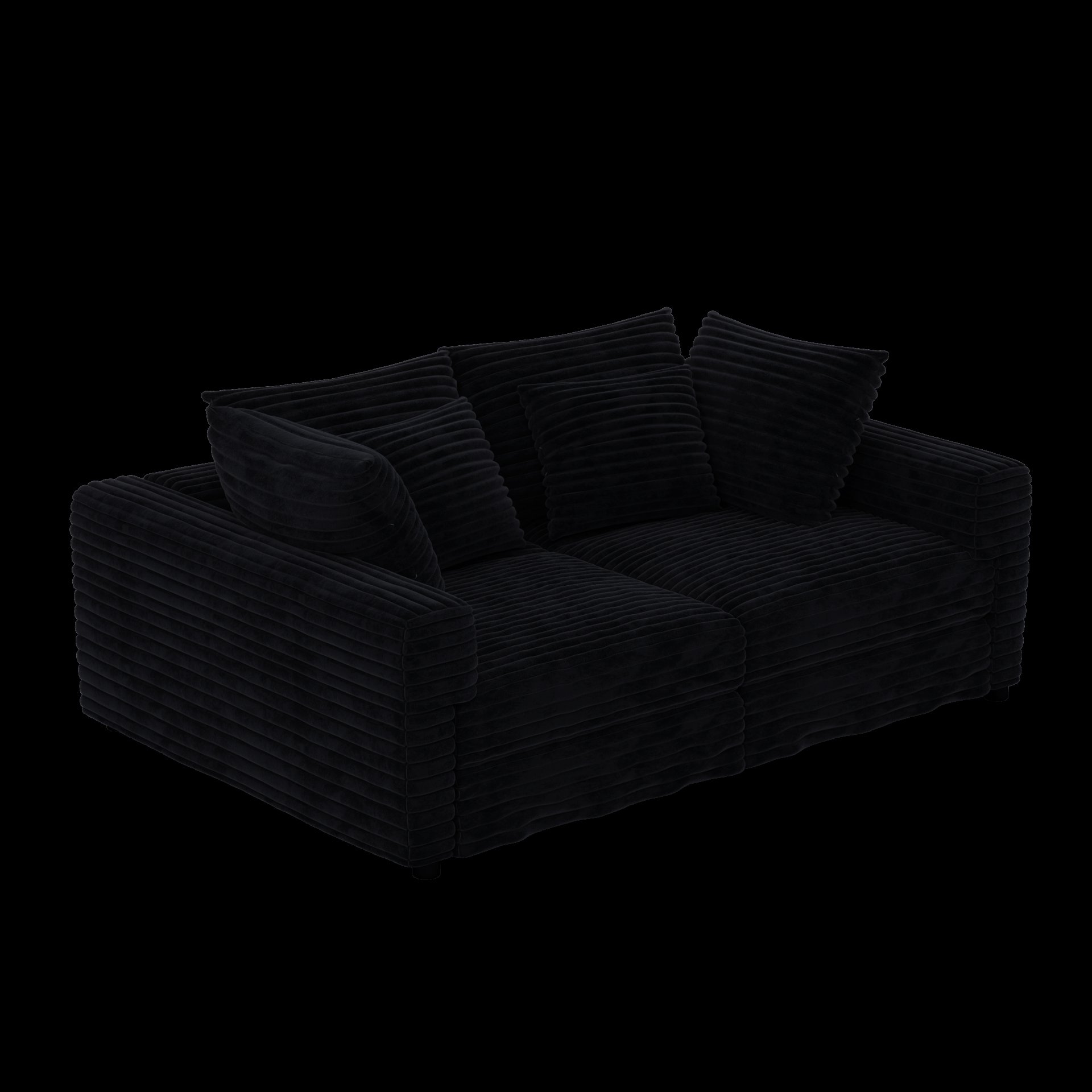 4 Seat Sofa, Deep Seat Couches With Soft Pillows And 3 Ottomans, Convertible Sofa Lounge Chair, For Living Room - Black - Image 14