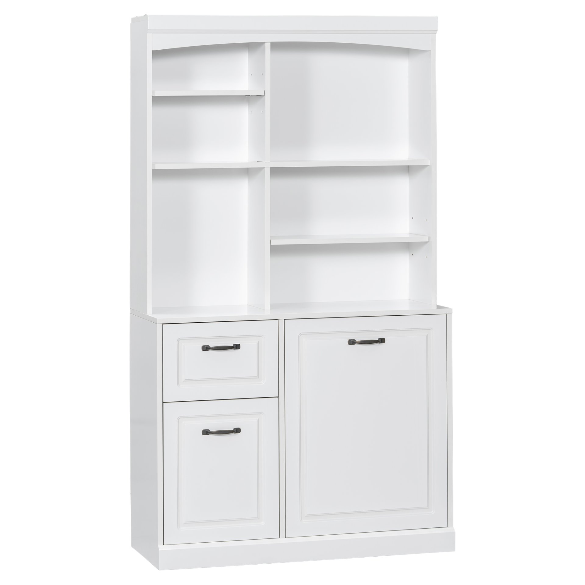 Bathroom Storage Cabinet With Tilt Out Hamper, Tall Free Standing Organizer With Drawers & Adjustable Shelves, Linen Tower With Steel Handles - White - Image 10