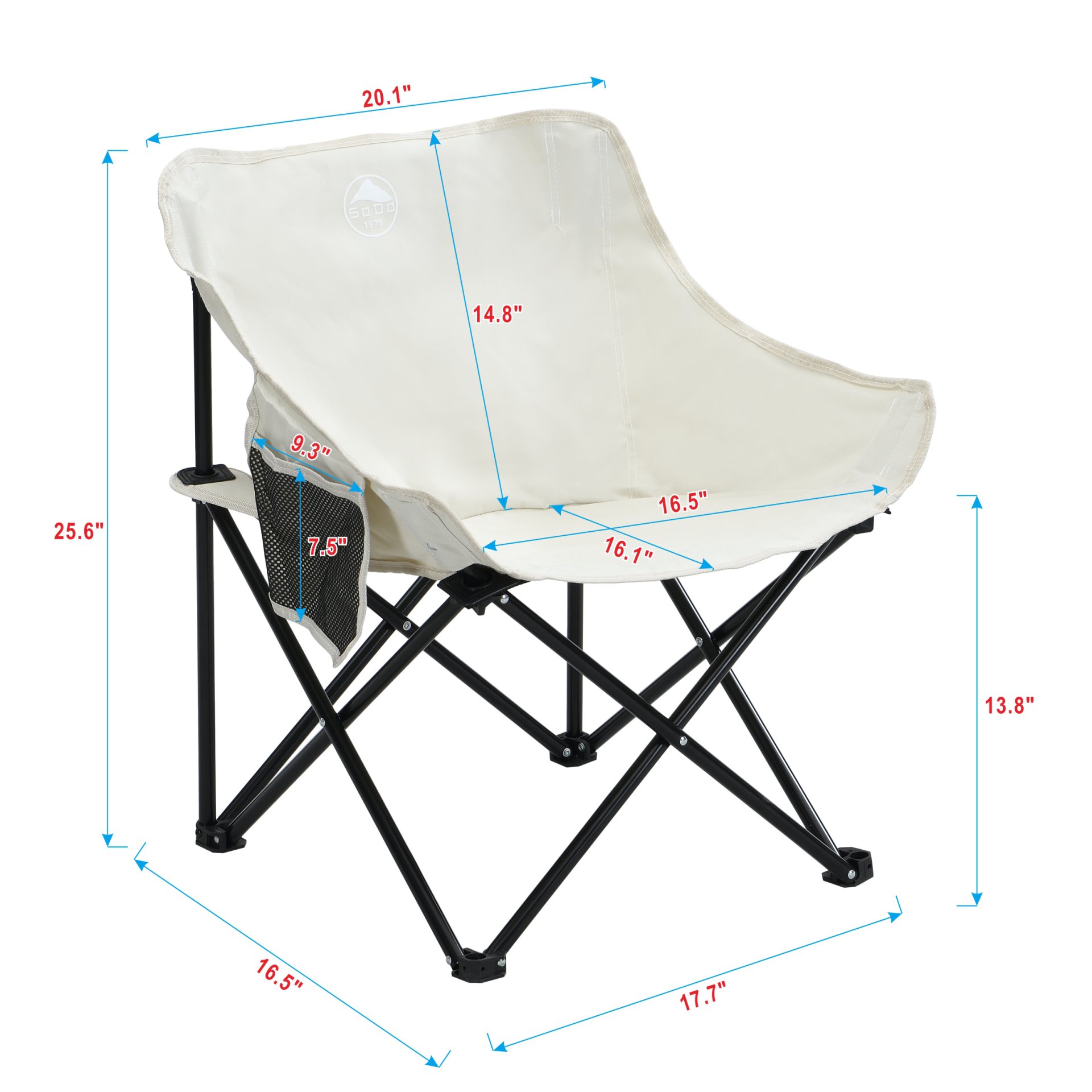 Outdoor Camping Chairs Folding Portable With Carry Bag (Set of 2) - Beige - Image 3