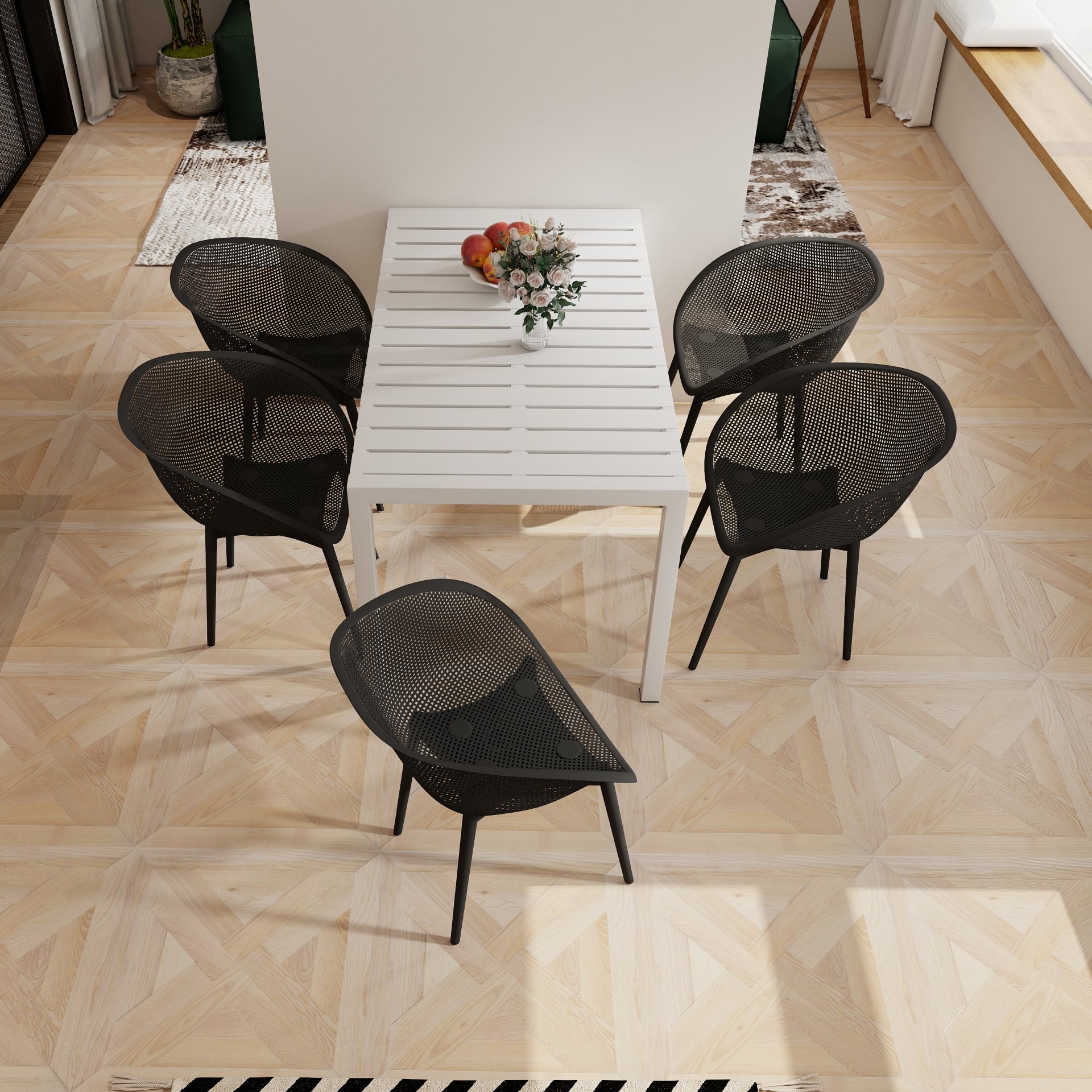 2 Piece Durable Single Chair With Mesh Hollow Out Design - Warm Gray - Image 5