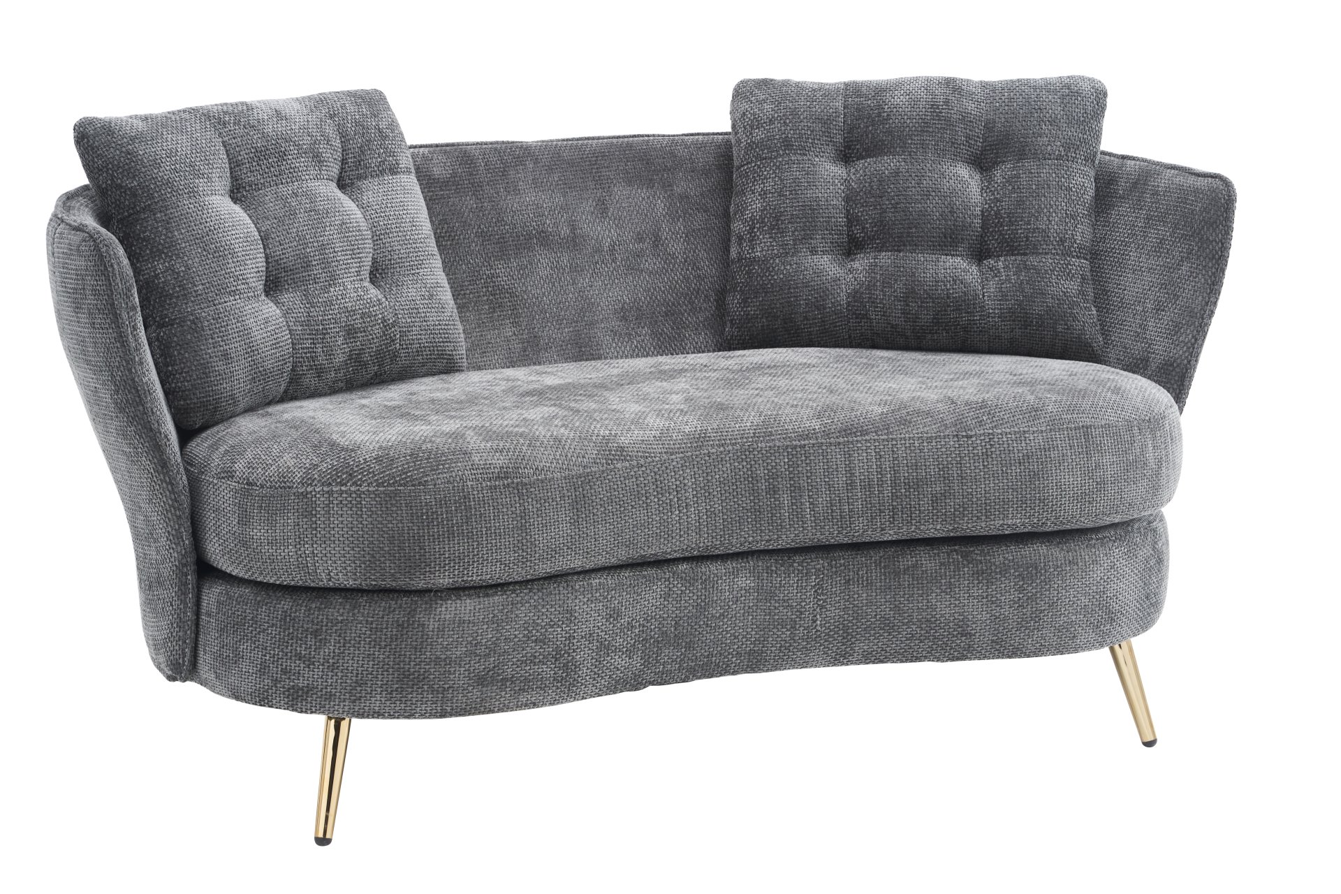 Polyester Fiber Loveseat Sofa Chair Upholstered Couch With Golden Metal Legs Club 2 Seat Sofa For Living Reading Room Bedroom Apartment Small Space Dorm - Gray - Image 9