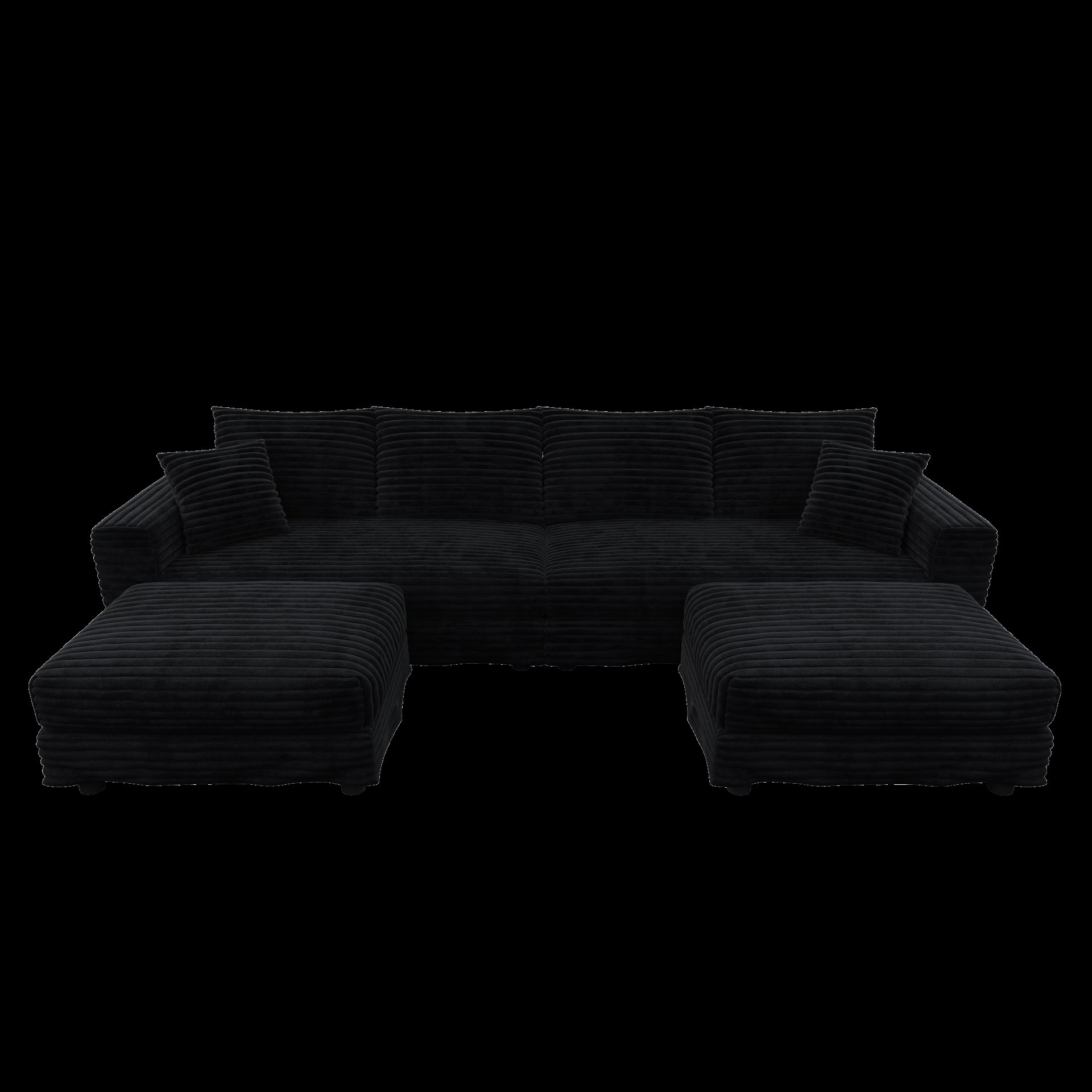 4 Seat Sofa, Deep Seat Couches With Soft Pillows And 2 Ottomans, Convertible Sofa Lounge Chair, For Living Room - Black - Image 20