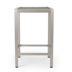 Outdoor 43" Aluminum Bar Table With Rattan Table Top - Gray / Silver