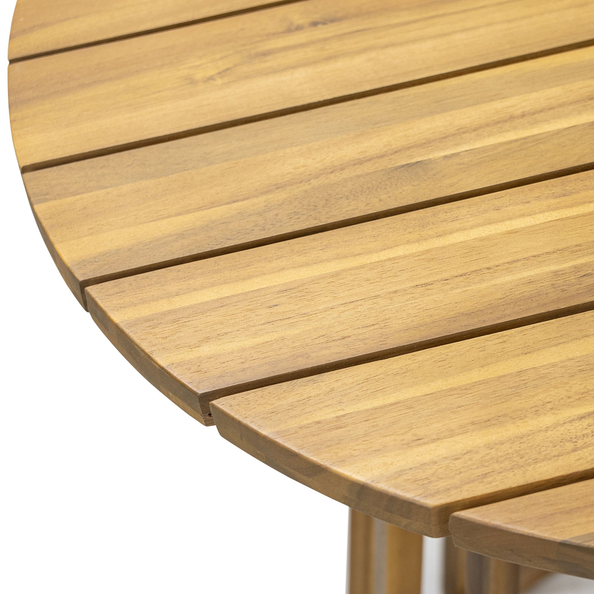 Outdoor 3 Pieces Dining Set, Round Bistro Set - Teak - Image 9