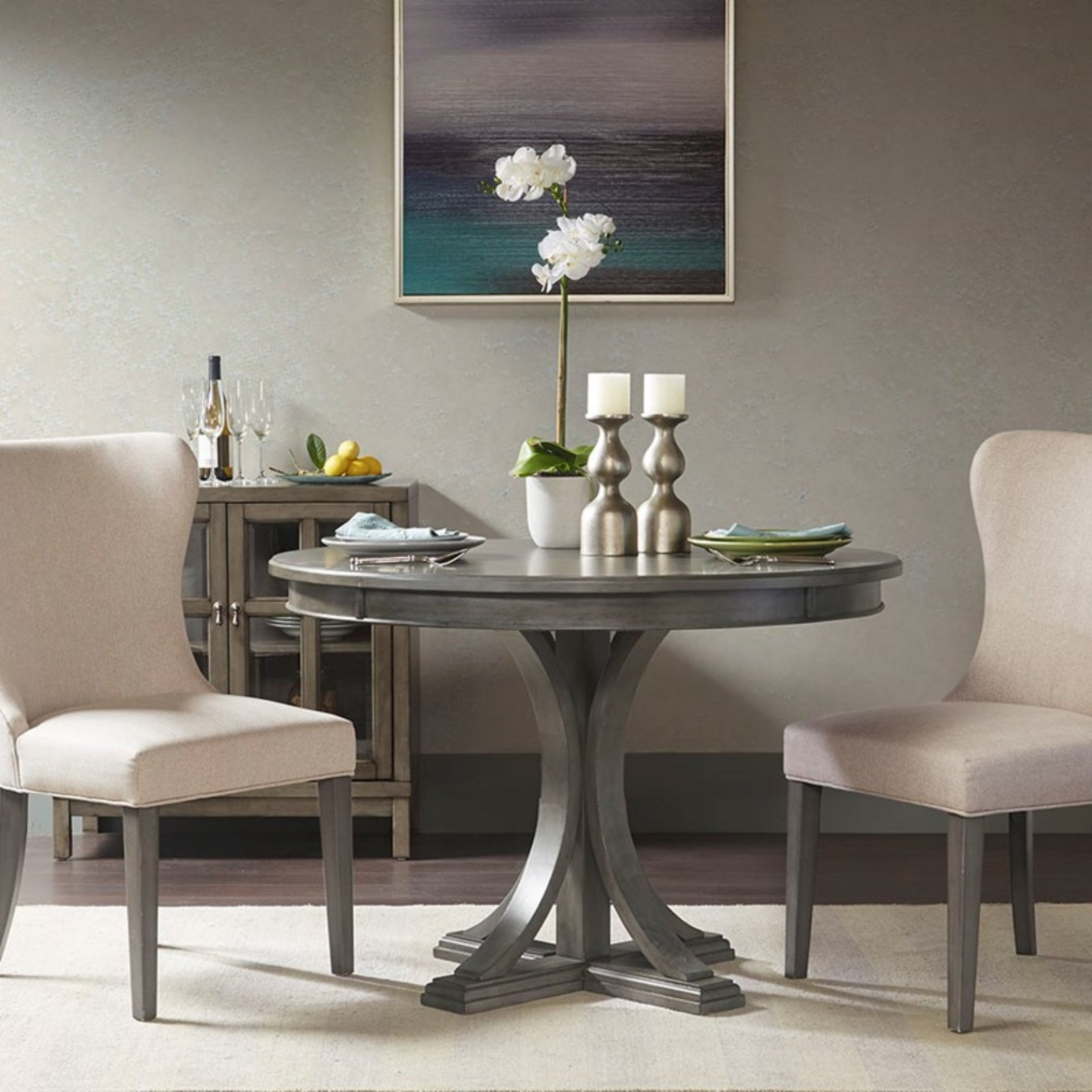 Round Dining Table Design - Gray - Image 2