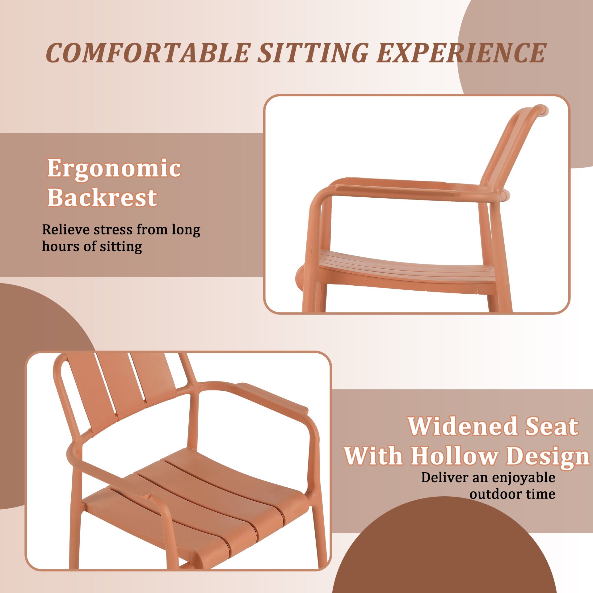3 Piece Indoor / Outdoor Leisure Table And Chair Set (2 Chairs And 1 Coffee Table), UV Resistant, Waterproof And Durable - Apricot Brown - Image 10