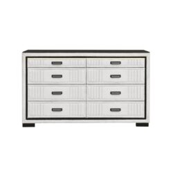 Isaiah - Dresser With Upholstered Frame, Spacious Drawers And LED Lighting - White / Black