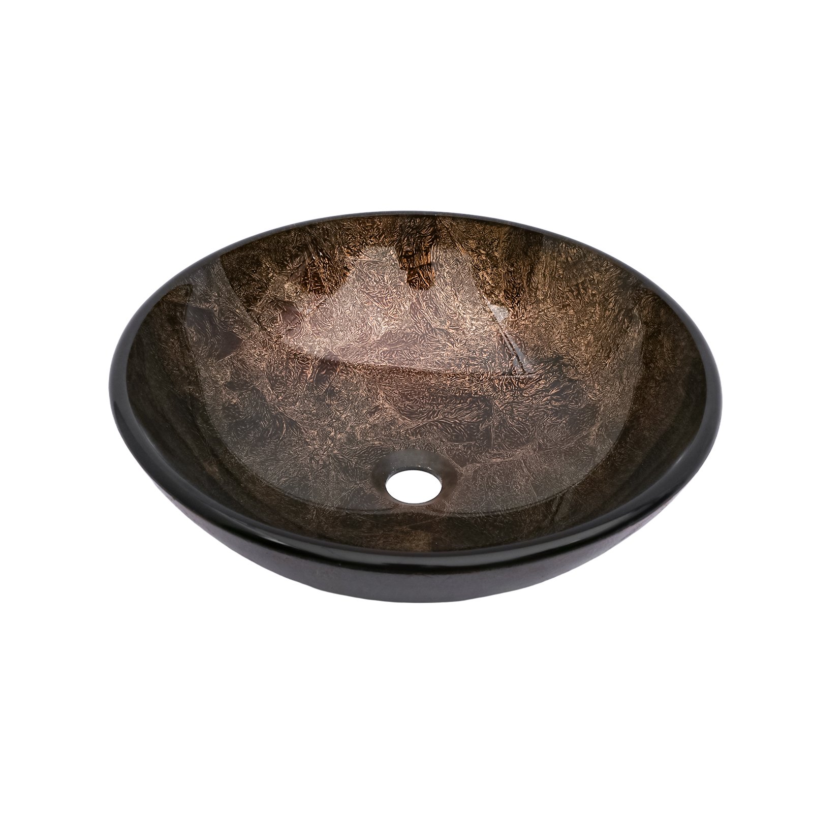 Textured Vessel Sink With Faucet And Pop Up Drain, Oval Basin Vanity For Bathroom - Brown - Image 10