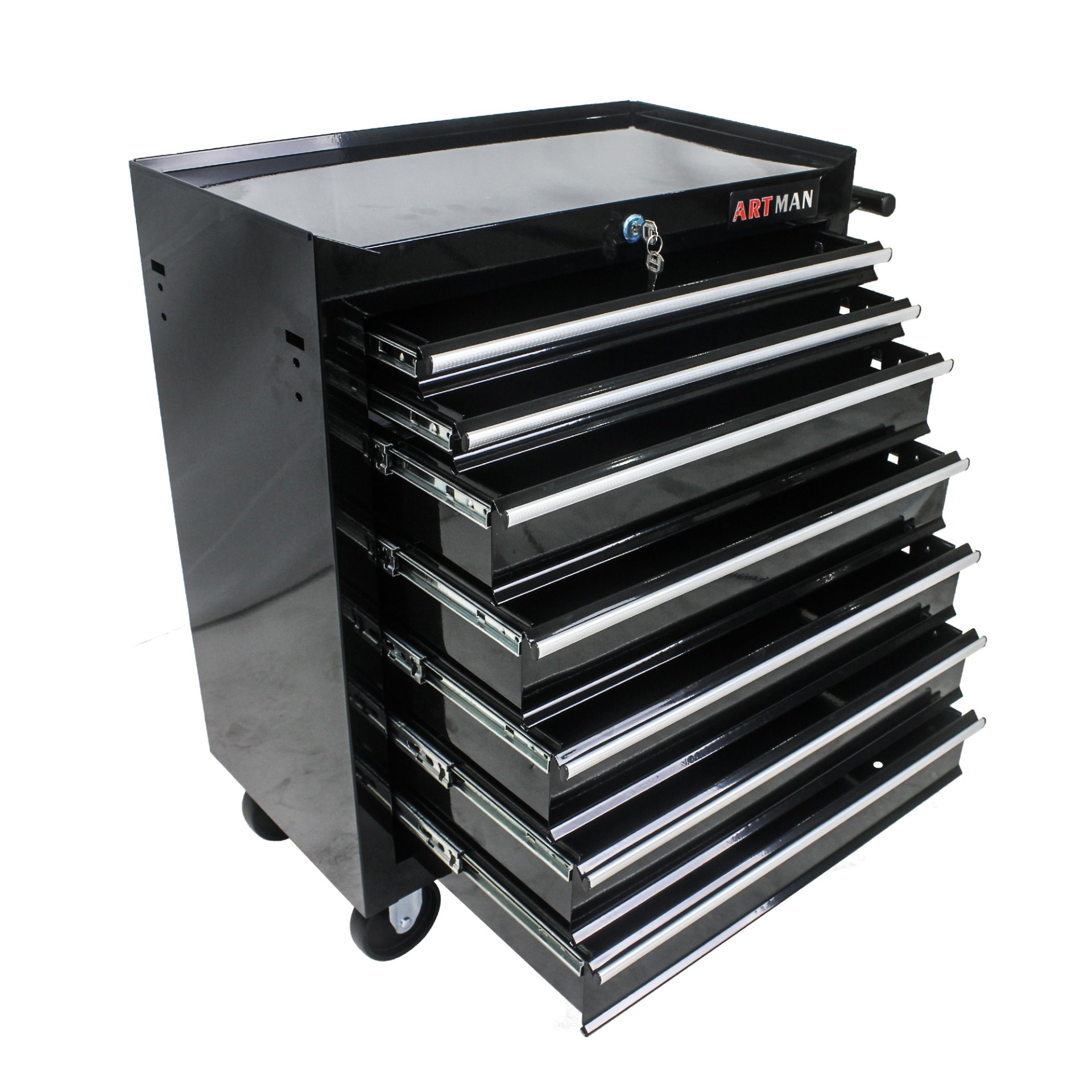 7 Drawers Multifunctional Tool Cart With Wheels - Black - Image 7