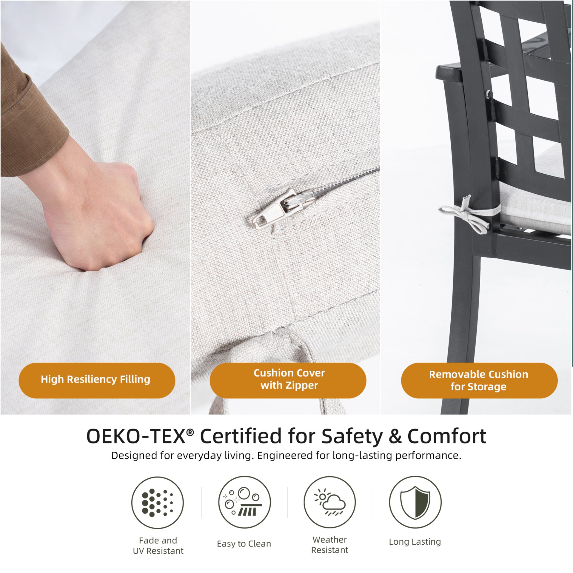 5 Pieces Outdoor Patio Dining Set, Rectangular Table And 4 Stationary Dining Chairs - Ember Black - Image 11