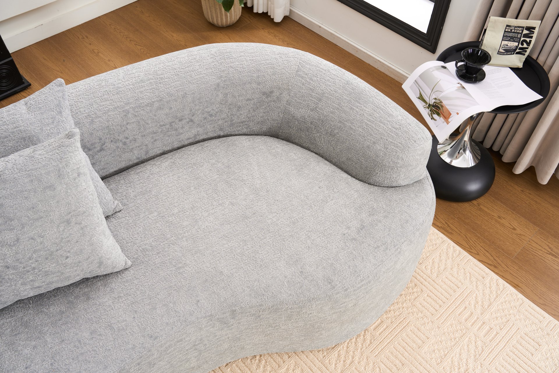 4 Seater Sofa With Chenille Fabric, 30D, 60 Hardness Full Sponge, 4 Pillow For Living Room, Home Furniture Sleeper Sectional Sofa For Apartment - Gray - Image 32