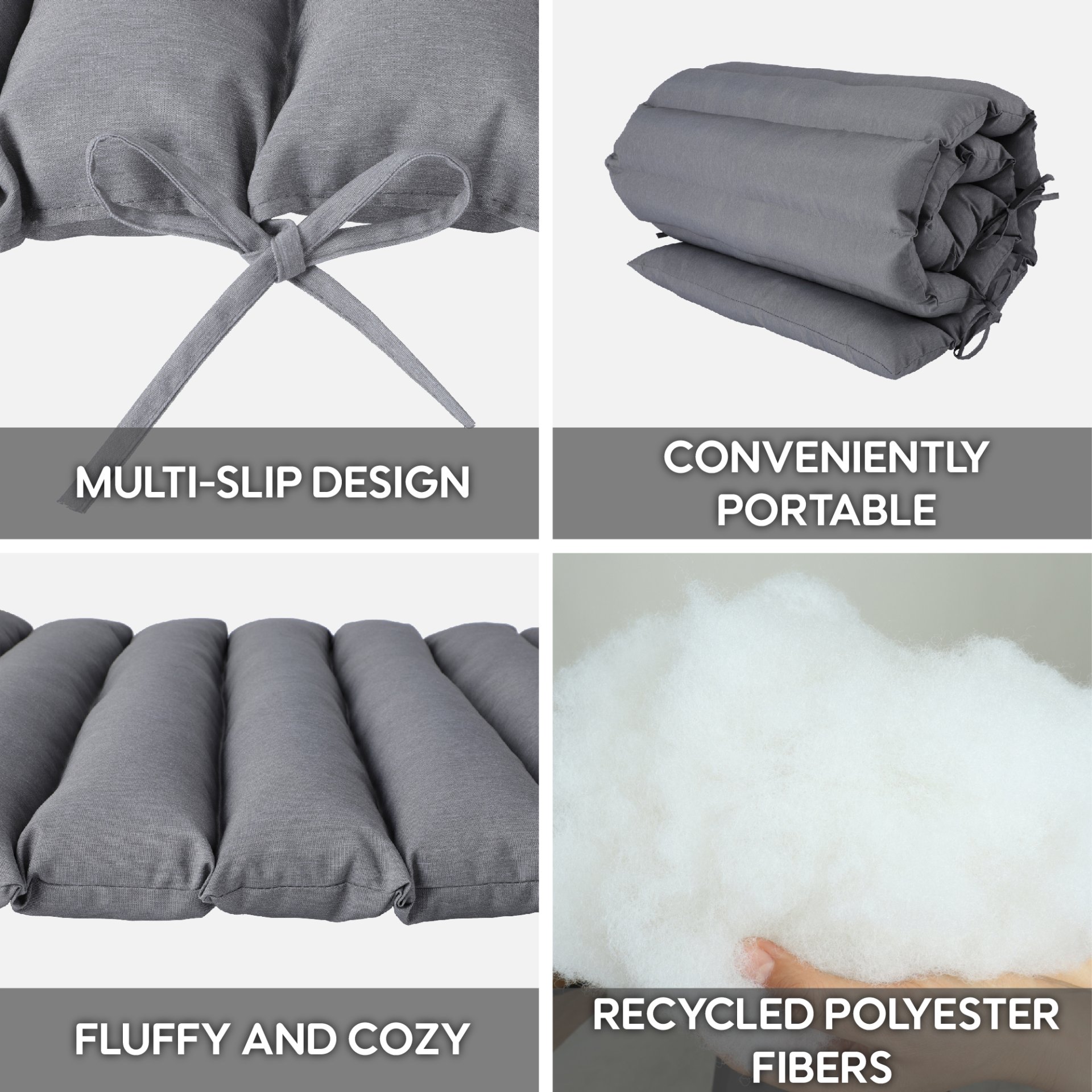 2 Piece Outdoor Chaise Lounge Cushion Set, Replacement Cushions For Patio - Gray - Image 10
