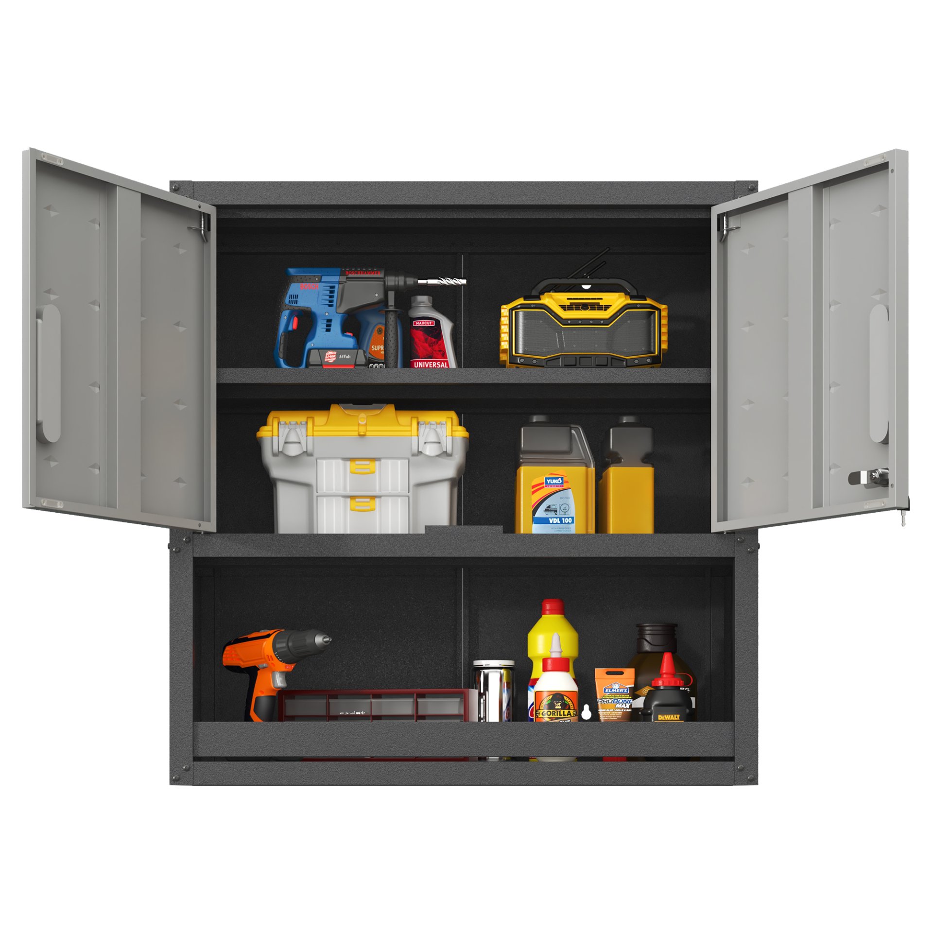 Metal Wall Mounted Tool Storage Cabinet With Locking Door, 1 Shelf, Metal - White - Image 13