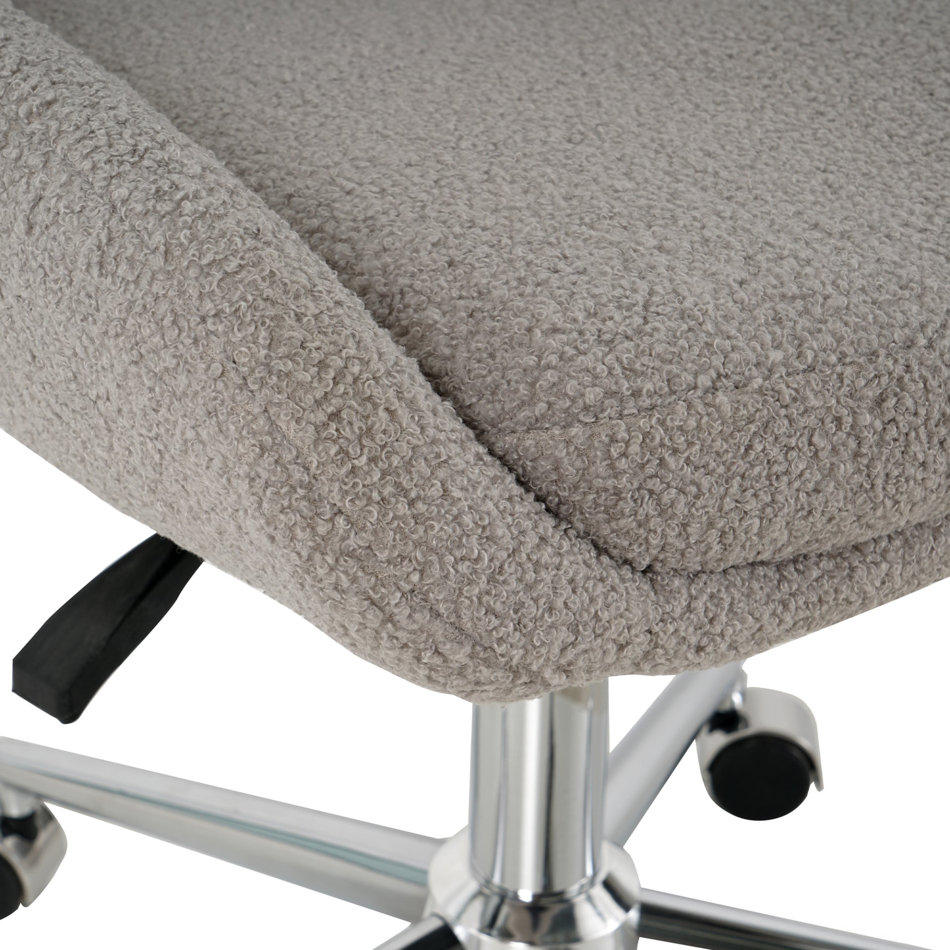 Modern Teddy Fleece Fabric Dining Chair With Chrome Legs, Soft And Comfortable - Gray - Image 16