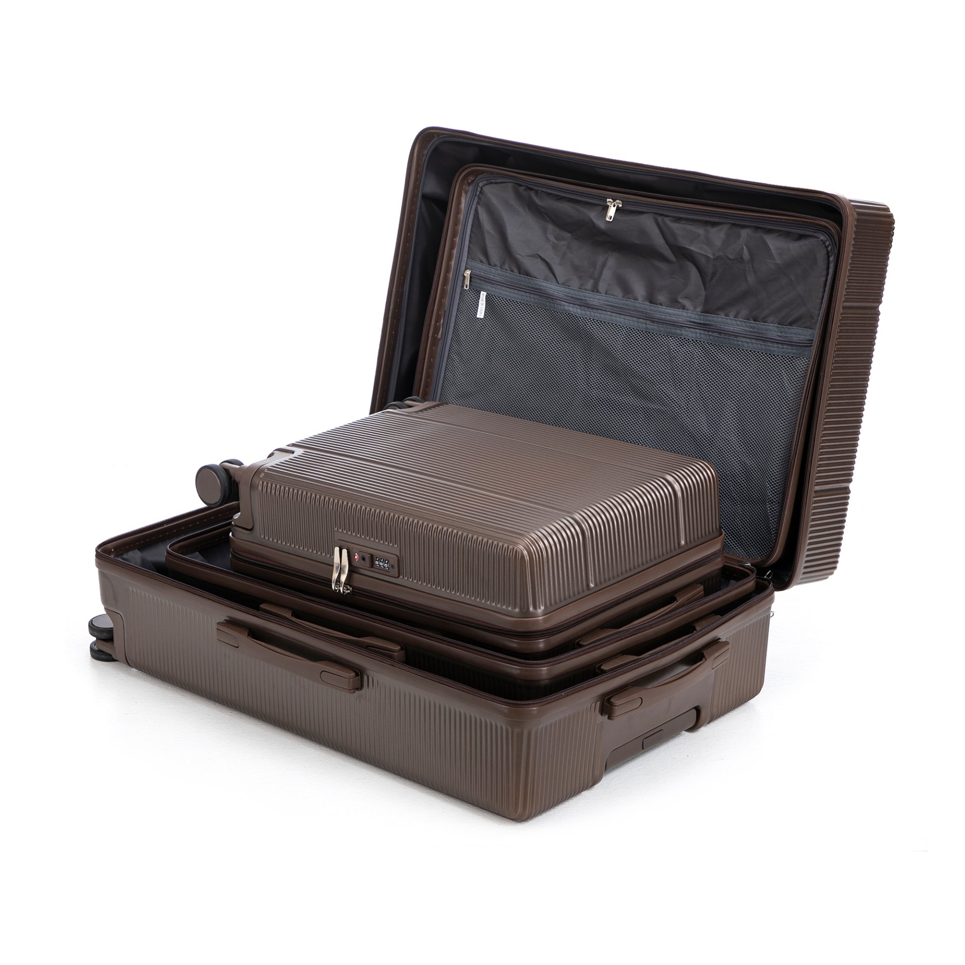20" / 24" / 28" 3 Pieces / Set Spinner Wheel Luggage, Carry On Suitcase, Matching Color, TSA Combination Lock - Brown - Image 20