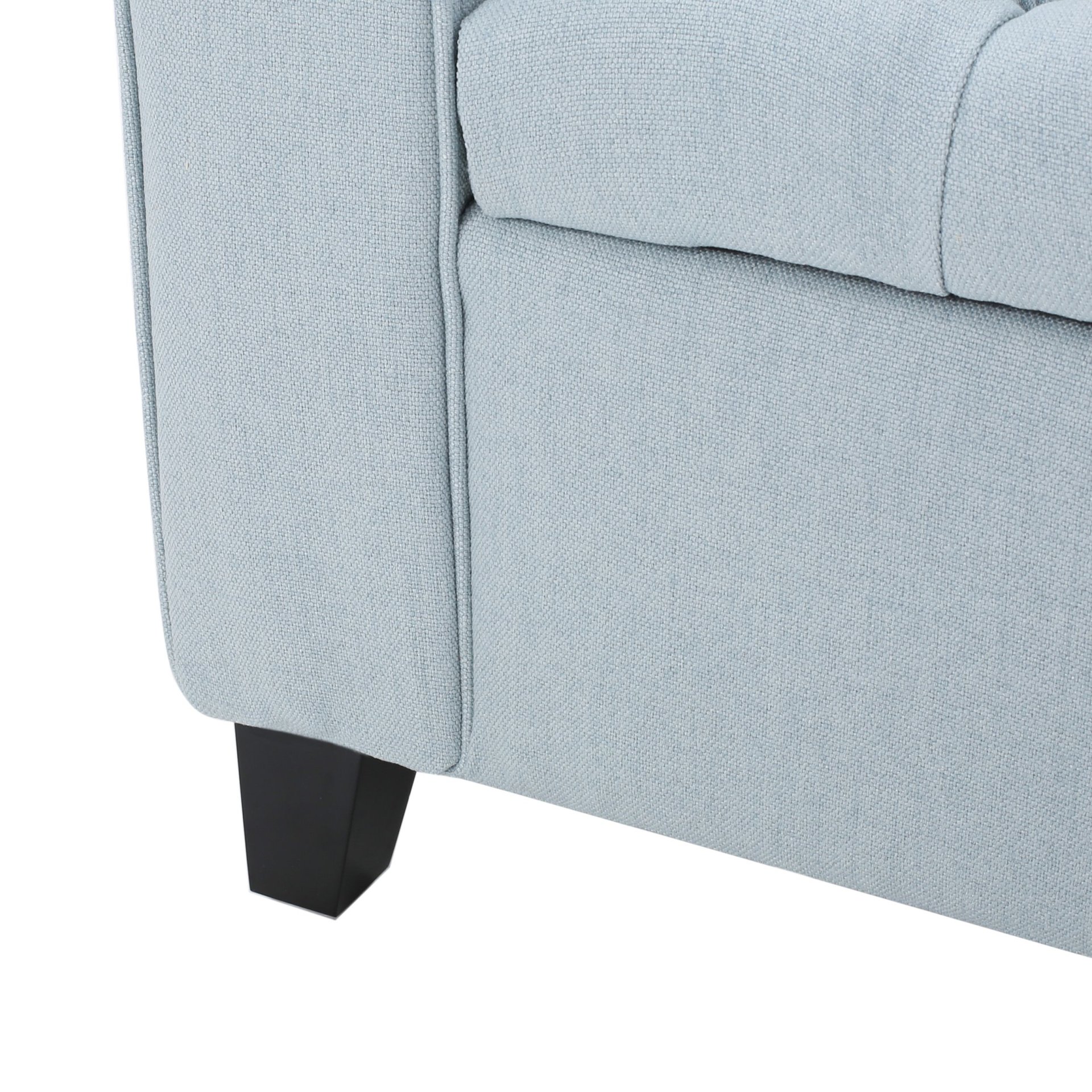 Contemporary Storage Ottoman With Rolled Arms And Button Tufting - Wheat - Image 5