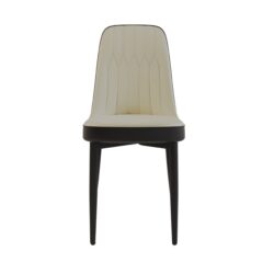 Modern Dining Chair (Set of 2) With Cushions And Metal Legs - Beige / Black
