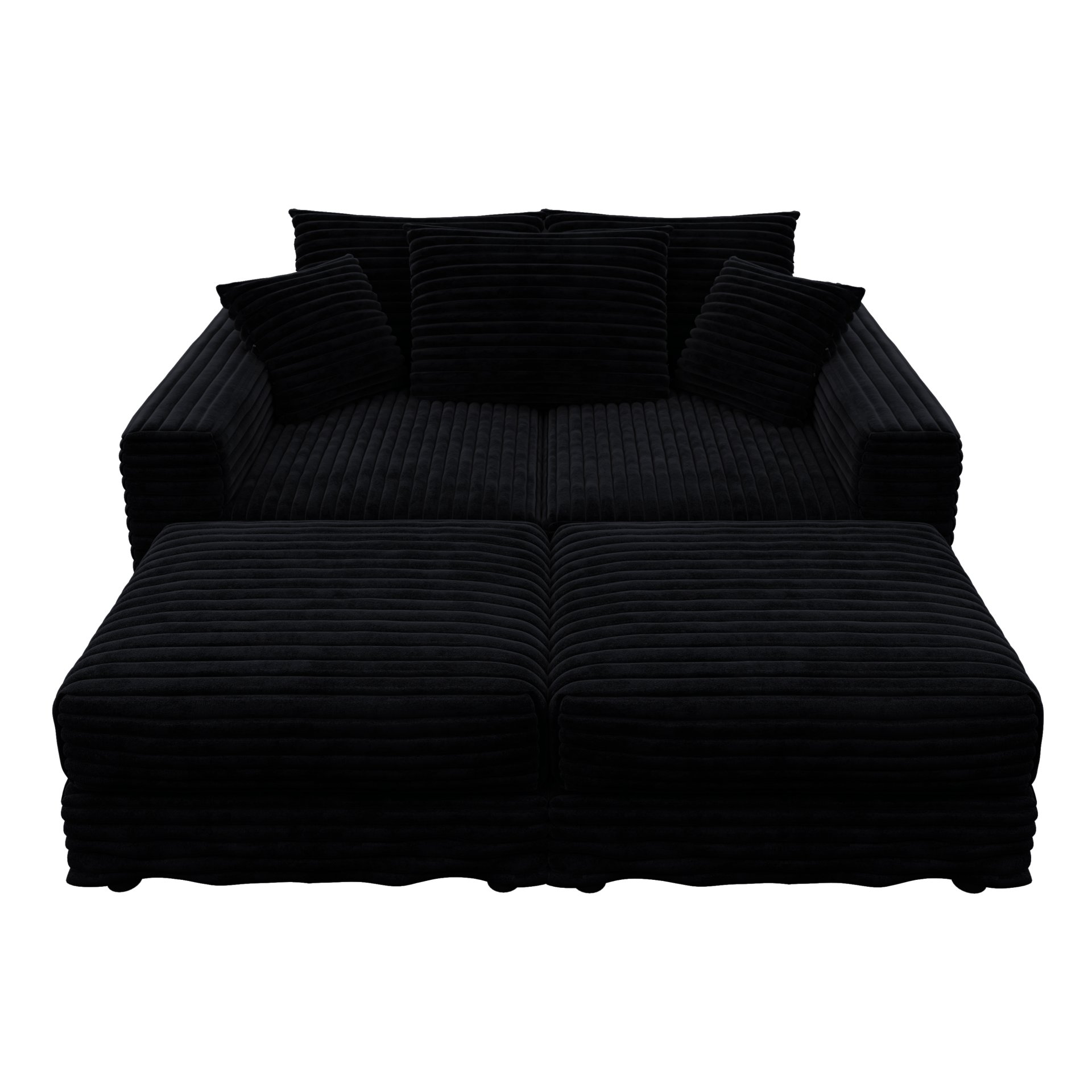 3 Seat Sofa, Deep Seat Couches With Soft Pillows And 2 Ottomans, Convertible Sofa Lounge Chair, For Living Room - Black - Image 21