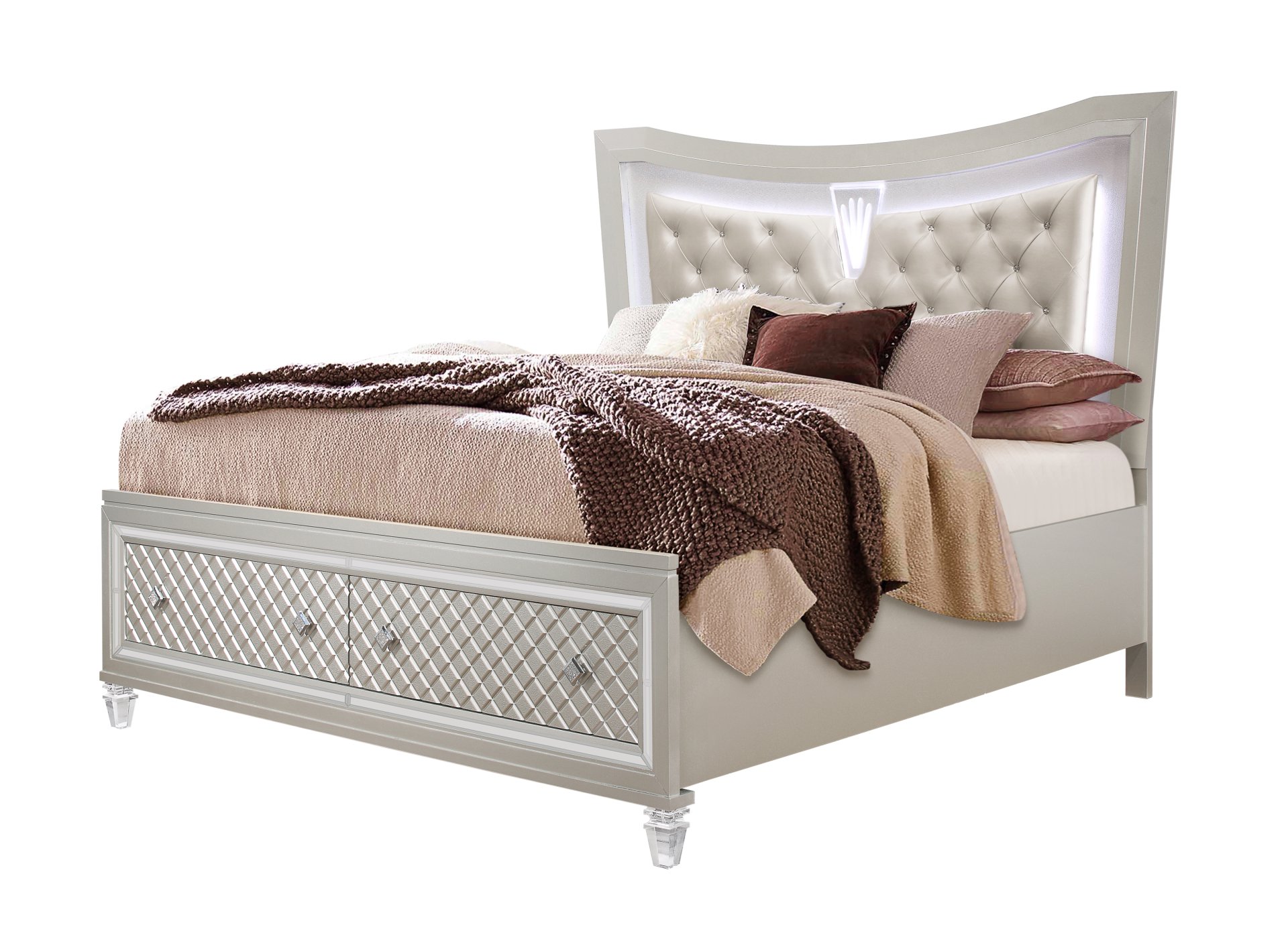 Cross - King Bed With LED - Glam Champagne - Image 11
