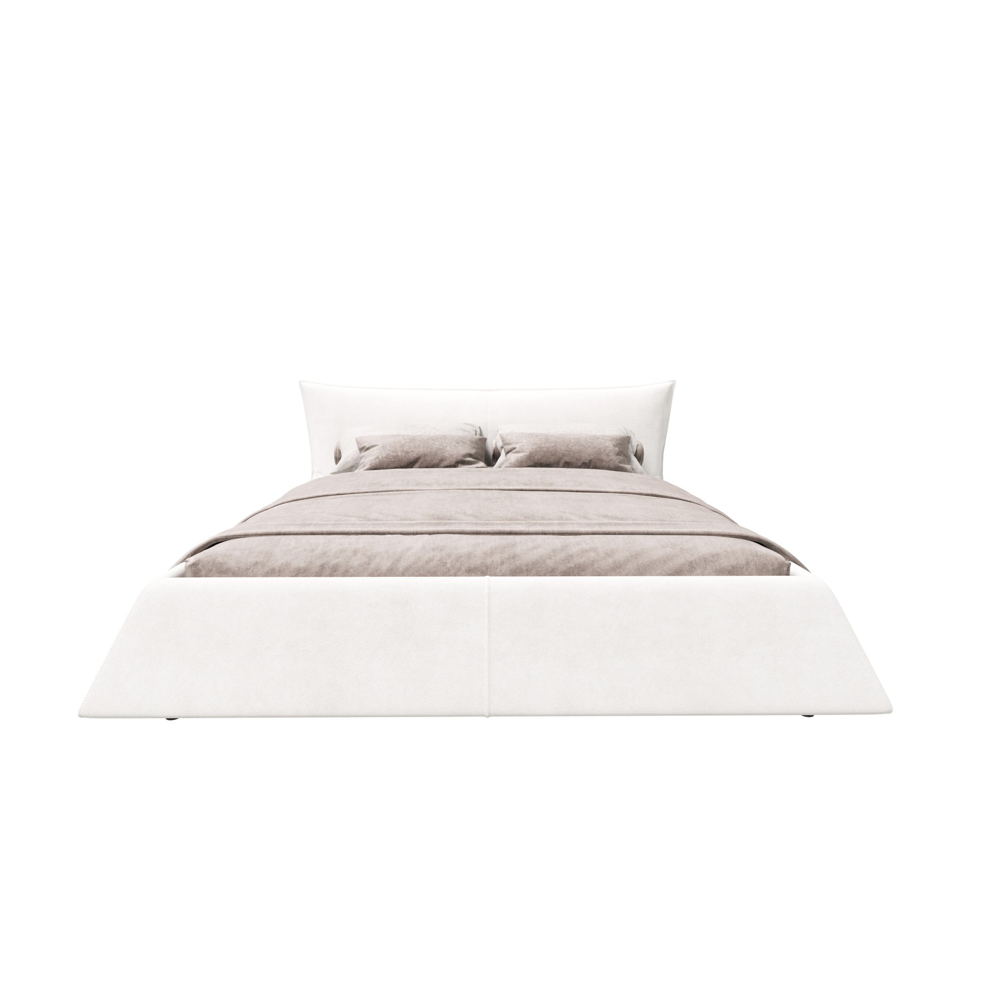 King Size Platform Bed With Special-Shaped Headboard - Cream - Image 7