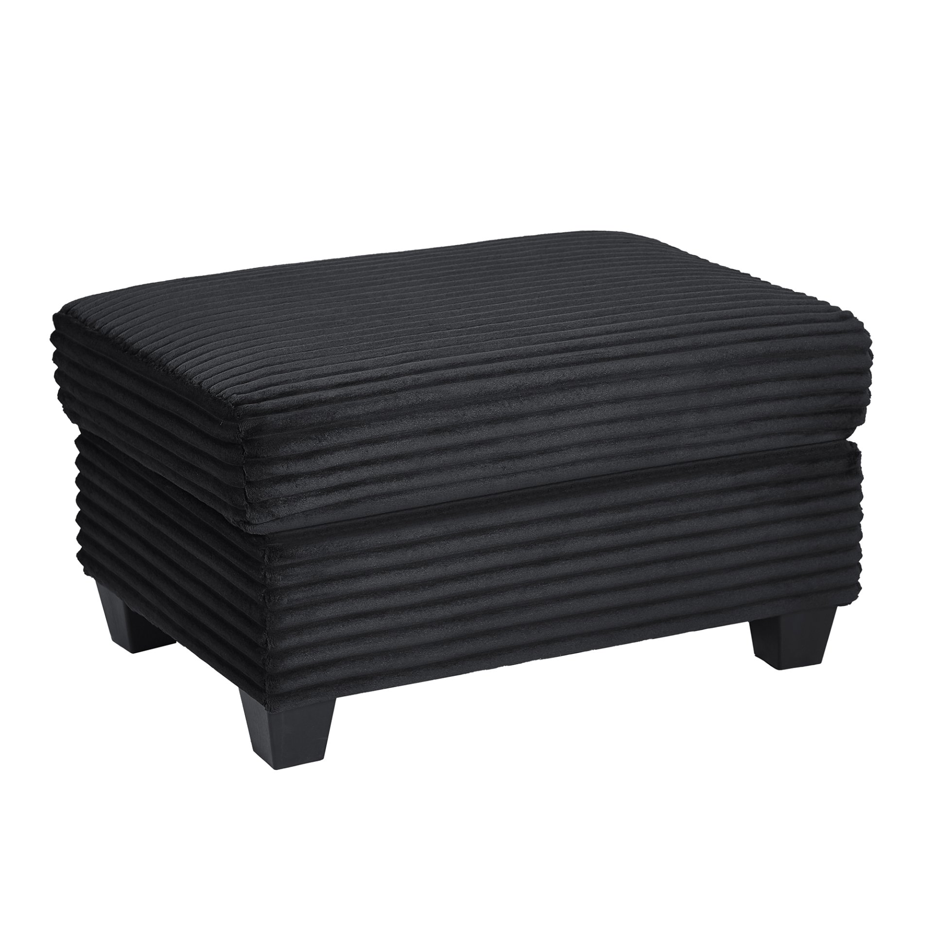 Upholstered U Shaped Sectional Sofa With Movable Ottoman And Side Storage Pockets - Black - Image 19